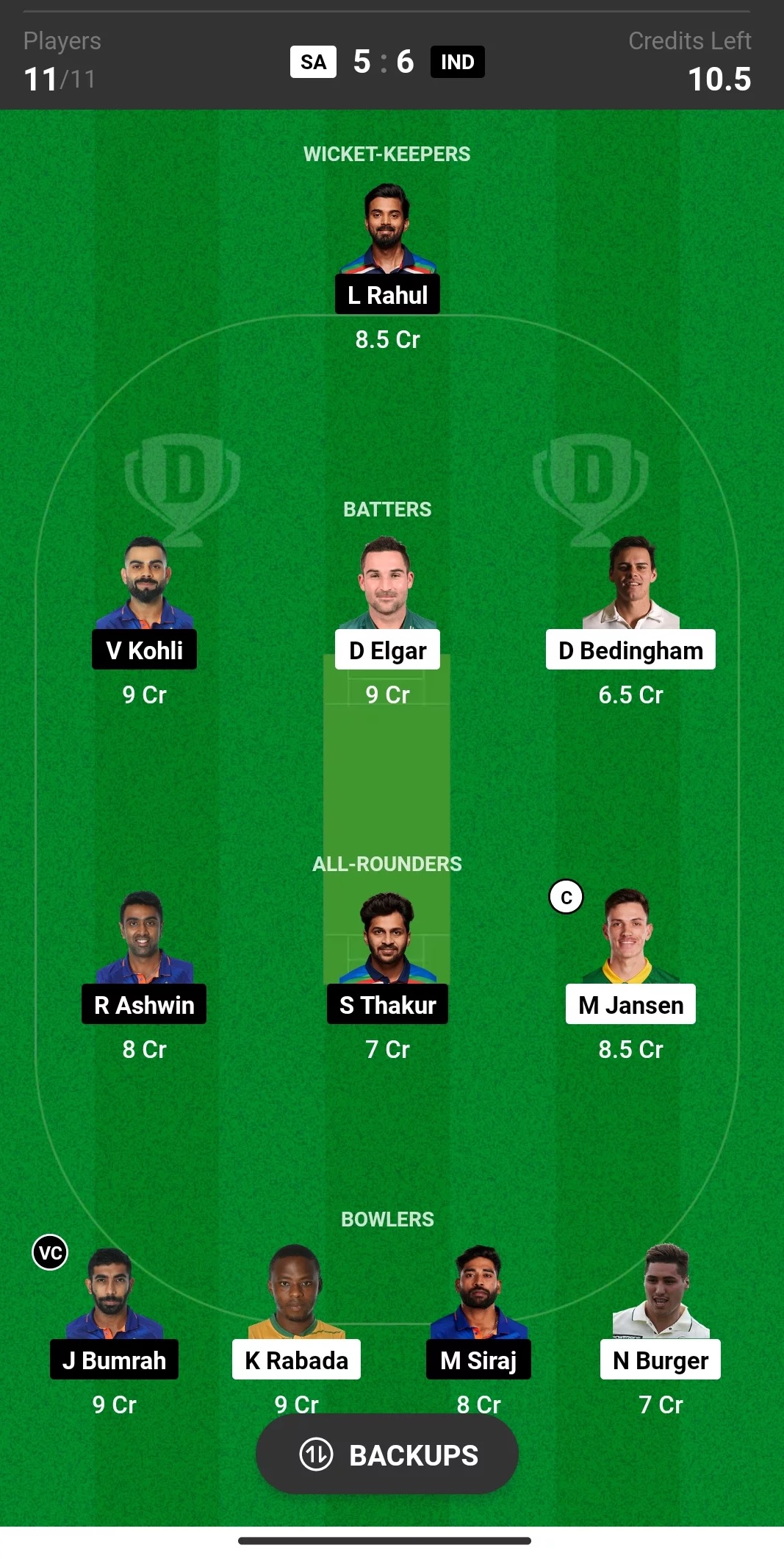 India vs South Africa Second Test Today Dream11 Best Team and Best Captain and Vice Captain